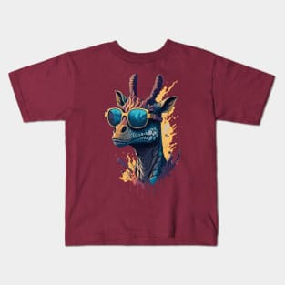 Cool Dinosaur  Giraffe Wearing Shades Kids T-Shirt